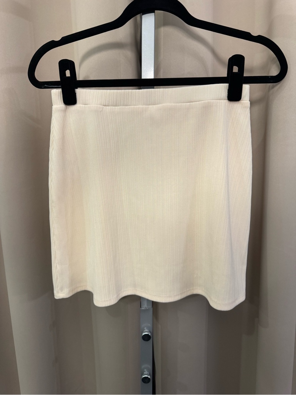 Reformation Cream Ribbed Mini Skirt